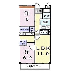 ヴェルグ広貴 2LDKの間取図画像