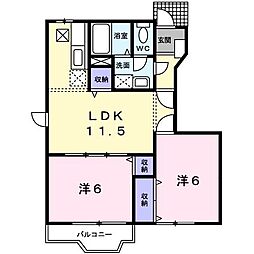 マロンスクウェアB 2LDKの間取図画像