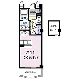 シェーネスベルク ワンルームの間取図画像