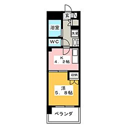 パノラマ南鴨宮 1Kの間取図画像