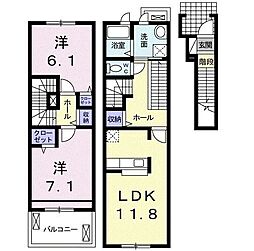燦ビレッジ2 2LDKの間取図画像