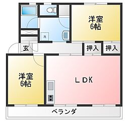 第1寿ハイツ 2LDKの間取図画像