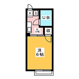 シティハイム松楽 1Kの間取図画像