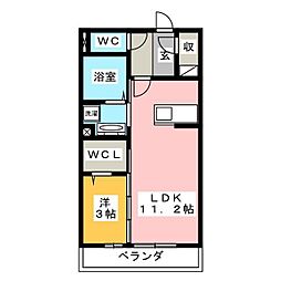 オーキッド-ヒル 1LDKの間取図画像