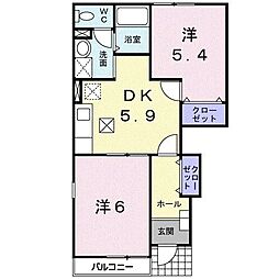 グリーンコート1 2DKの間取図画像