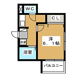 タウンフィールドII-Ａ 2階1Kの間取り