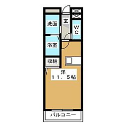 グリーンヒルズ大澤Ｂ 2階ワンルームの間取り