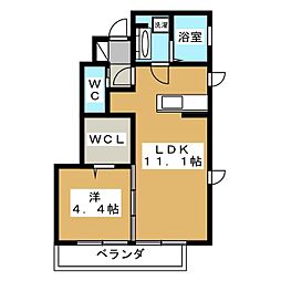 ボヌール 1階1LDKの間取り