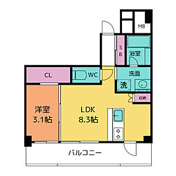 ＪＭＦ　Ｒｅｓｉｄｅｎｃｅ　町田 2階1LDKの間取り