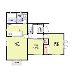 ハーベスト十番館 1階2LDKの間取り