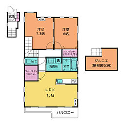 アクシア 2階2LDKの間取り