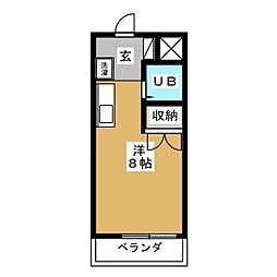 日野屋第一ビル 4階ワンルームの間取り
