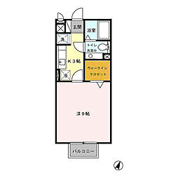 エストゥディオ 2階1Kの間取り