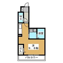 ウィステリア 1階ワンルームの間取り