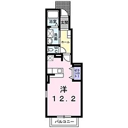グリーンヒルズ大澤Ｃ 1階ワンルームの間取り