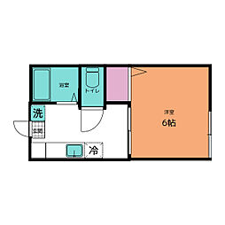クレール玉川学園B棟 1階1Kの間取り