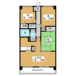 カルムードゥ町田 9階3LDKの間取り