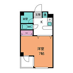 ピアレジアオヤマV 1階1Kの間取り