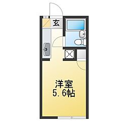 グランドヒル岡上B ワンルームの間取図画像
