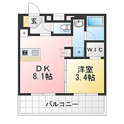 S-RESIDENCE玉川学園前 1DKの間取図画像