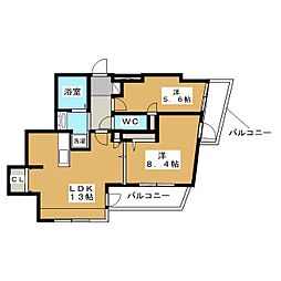 ジェイシティ相模原 2LDKの間取図画像