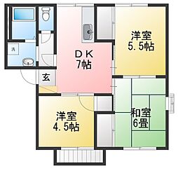 アンバービレッジE 3DKの間取図画像
