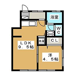 リバーサイドハイツ 1LDKの間取図画像