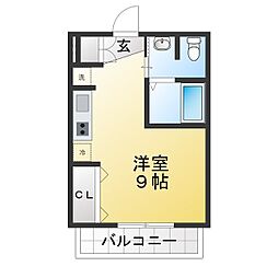 クレイン・ビラ ワンルームの間取図画像