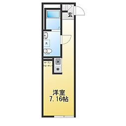 センターテラス ワンルームの間取図画像