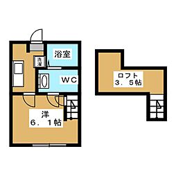 カーサ古淵 1Kの間取図画像