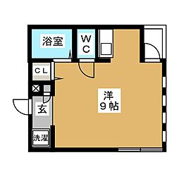 リバティ相模原-A ワンルームの間取図画像