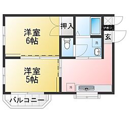 ワコーレ矢部 2DKの間取図画像