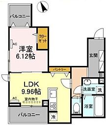 ルポゼ 3階1SLDKの間取り