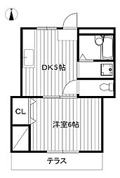 氷川台ハウス 1階1DKの間取り