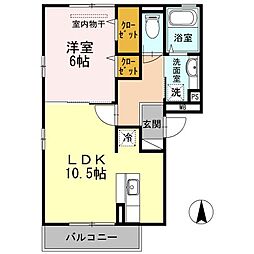 フローラハイム 1LDKの間取図画像