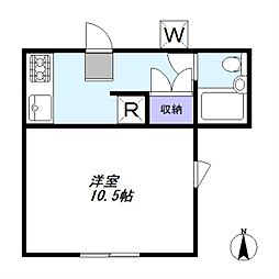 ハイミッシュ五反田 2階ワンルームの間取り