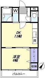 大野マンション 1DKの間取図画像
