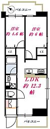 ミオ中目黒 2LDKの間取図画像