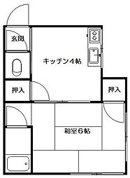 京王線 初台駅 徒歩8分の賃貸アパート 1階1Kの間取り