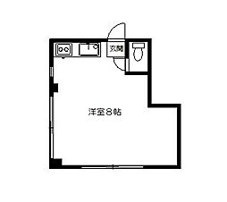 都営大江戸線 中野坂上駅 徒歩10分の賃貸マンション 2階ワンルームの間取り