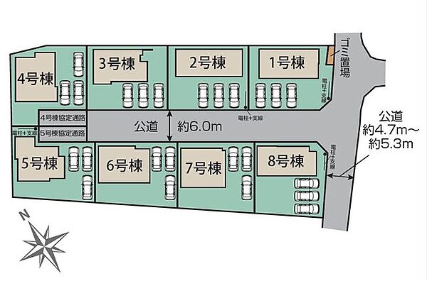 1号棟　駐車3台！ご家族分はもちろん来客時にも嬉しいですね。南側接道で日当たり風通し良好！