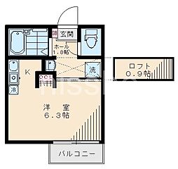 大泉学園East-Y2 3階ワンルームの間取り