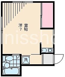 メゾンヤコウ 2階ワンルームの間取り