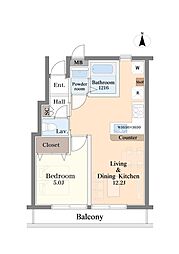 エスカイア等々力 1LDKの間取図画像