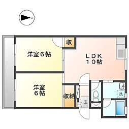 カーサ・ベルデ富士 2LDKの間取図画像