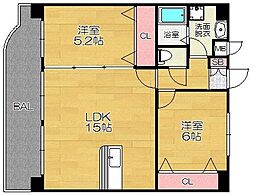 ソレアード 2LDKの間取図画像