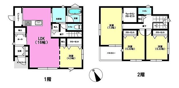 周辺施設充実つくば市学園の森3丁目(3LDK)の間取り