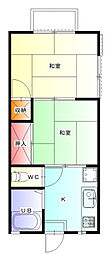 土井アパート 2Kの間取図画像