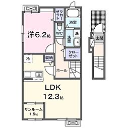 プリマ オランジェ 1LDKの間取図画像