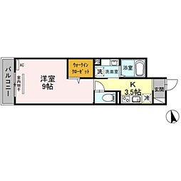 左近ラ・ランド 1Kの間取図画像